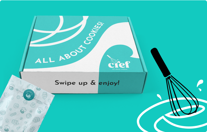 Box of cookies made of cardboard with the brand identity created by Mutanto