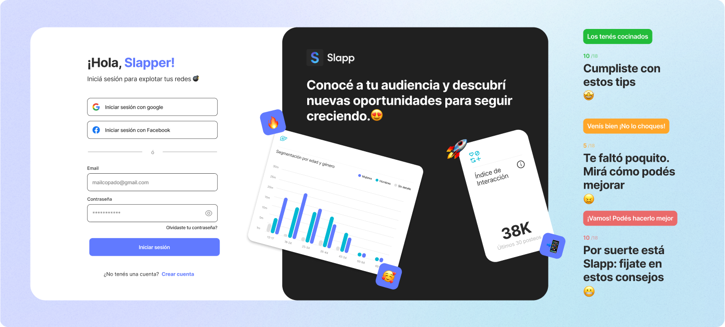 Creative collage of Slapp's registration screen and the tips provided by the web app